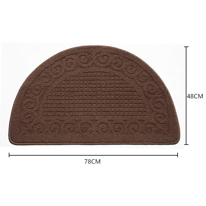 VANZAVANZU Kitchen Rugs, 2 Pack 31"x19" Kitchen Mats, Half Moon Round Kitchen Rugs Carpet, Designed in Latex Anti Skid Absorbent and Machine Washable for Kitchen Doorway Bathroom Floors (Coffee) - Image 2